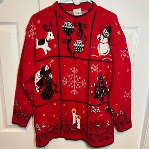 Vintage Ugly Christmas Sweater Snowman //Reindeer / Tree / Festive /Santa